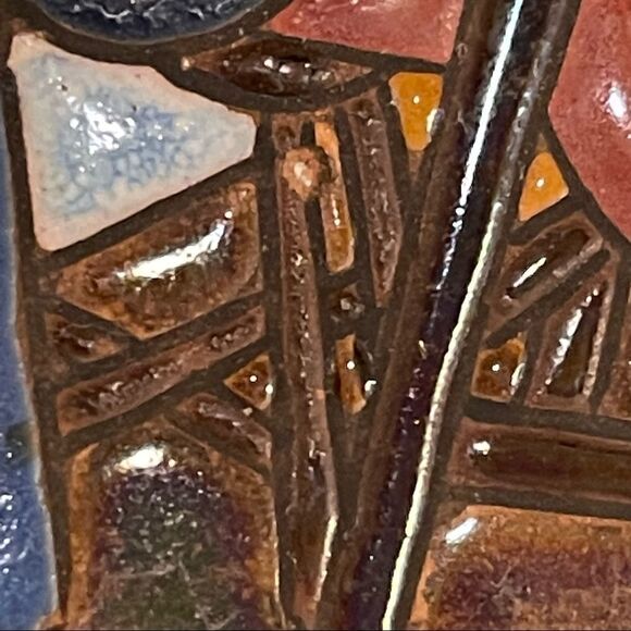 Antique Don Quixote Scene 8” Enameled Clay 8” Square Tiles Custom Framed - Picture 16 of 16